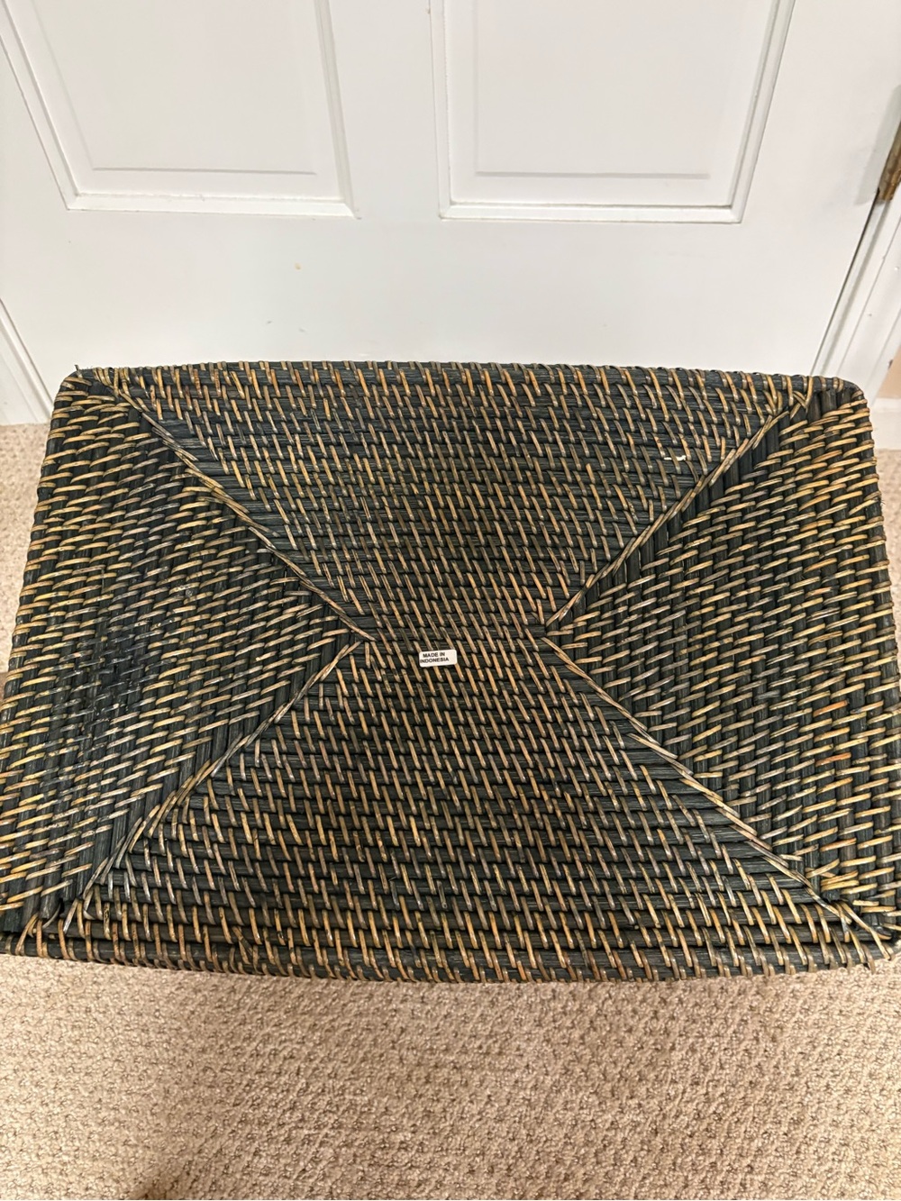 Kouboo Loma Woven Seagrass Storage Basket with Handles - Black and Brown - Picture 7 of 8